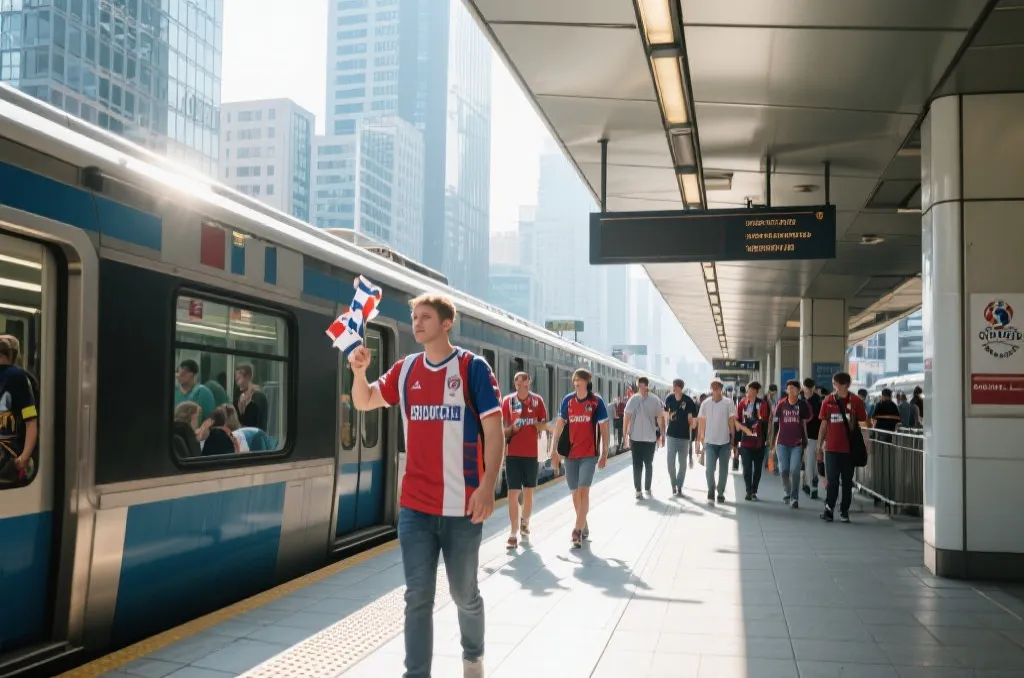 美国城市公共交通与球迷通勤场景