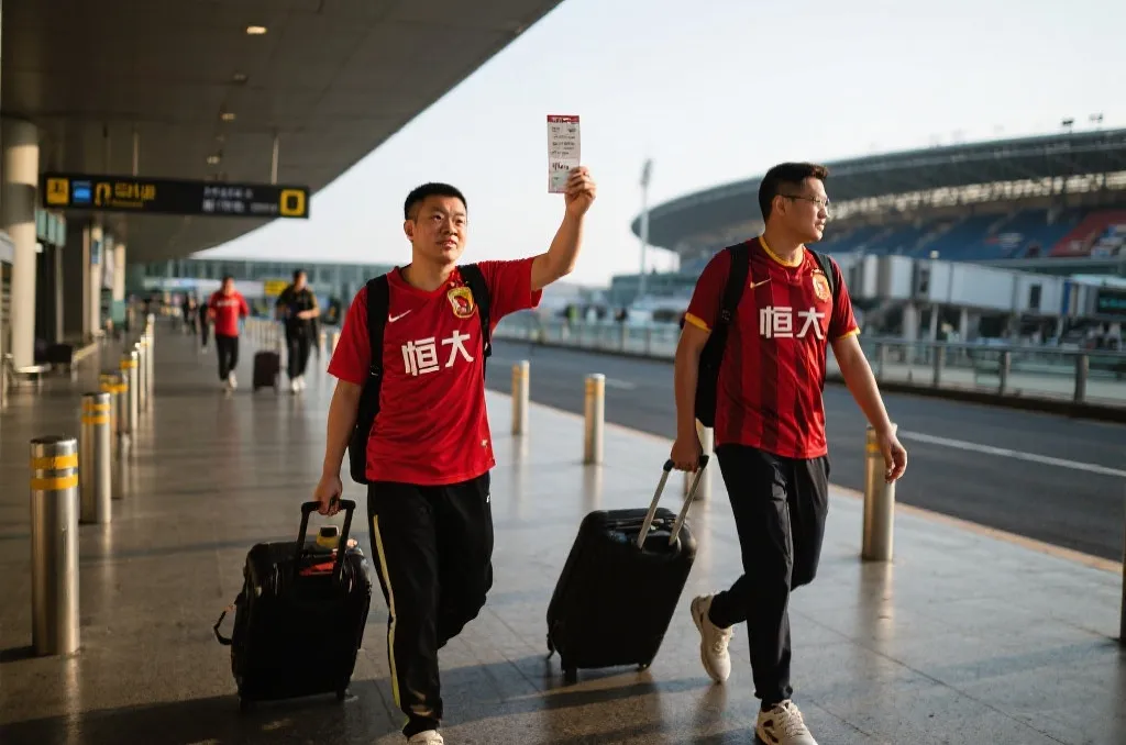 球迷在不同城市间移动,手持行程表和球票,准备跨国观赛